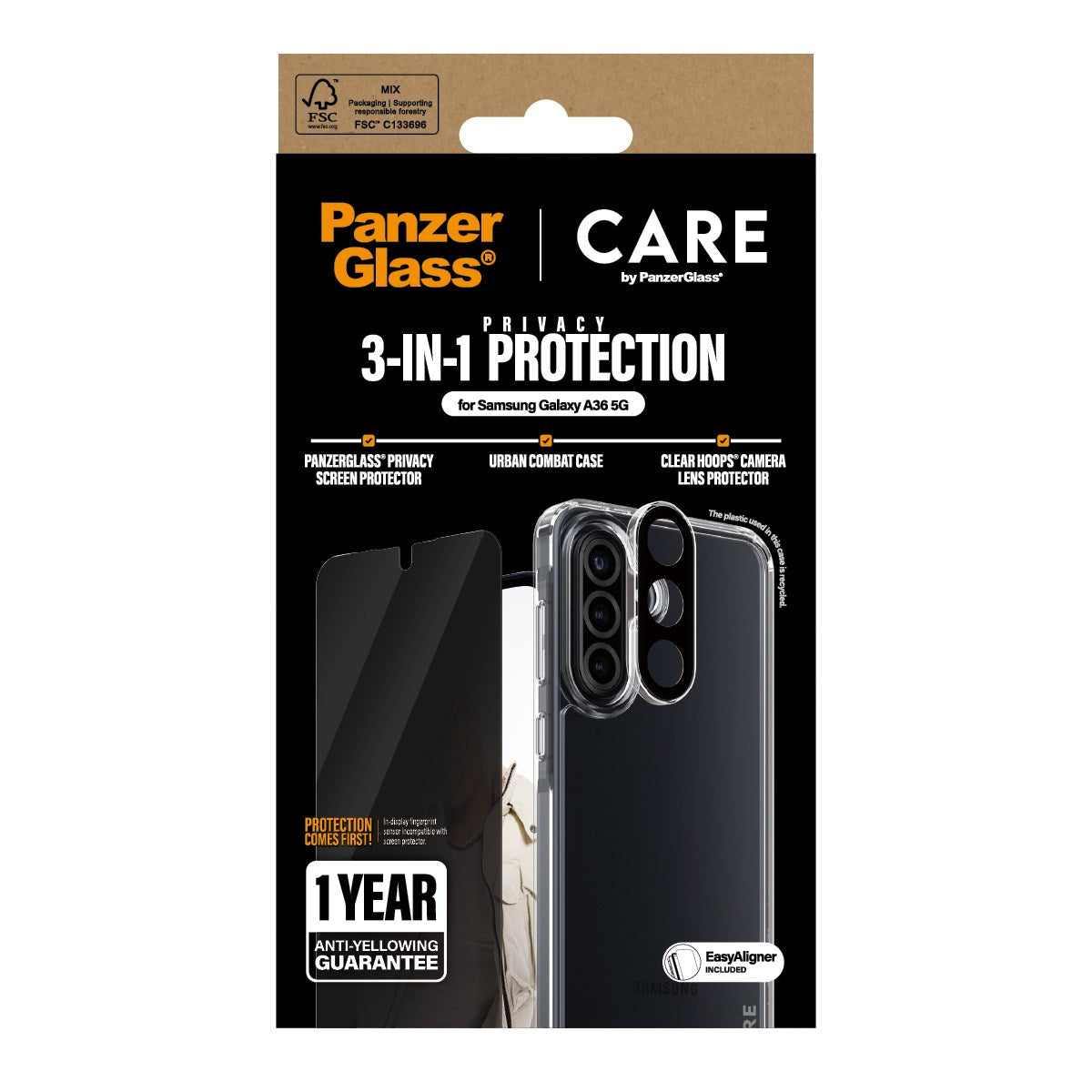 PanzerGlass® | CARE by PanzerGlass® Urban Combat 3-in-1 Privacy Pakke Samsung Galaxy A36 5G